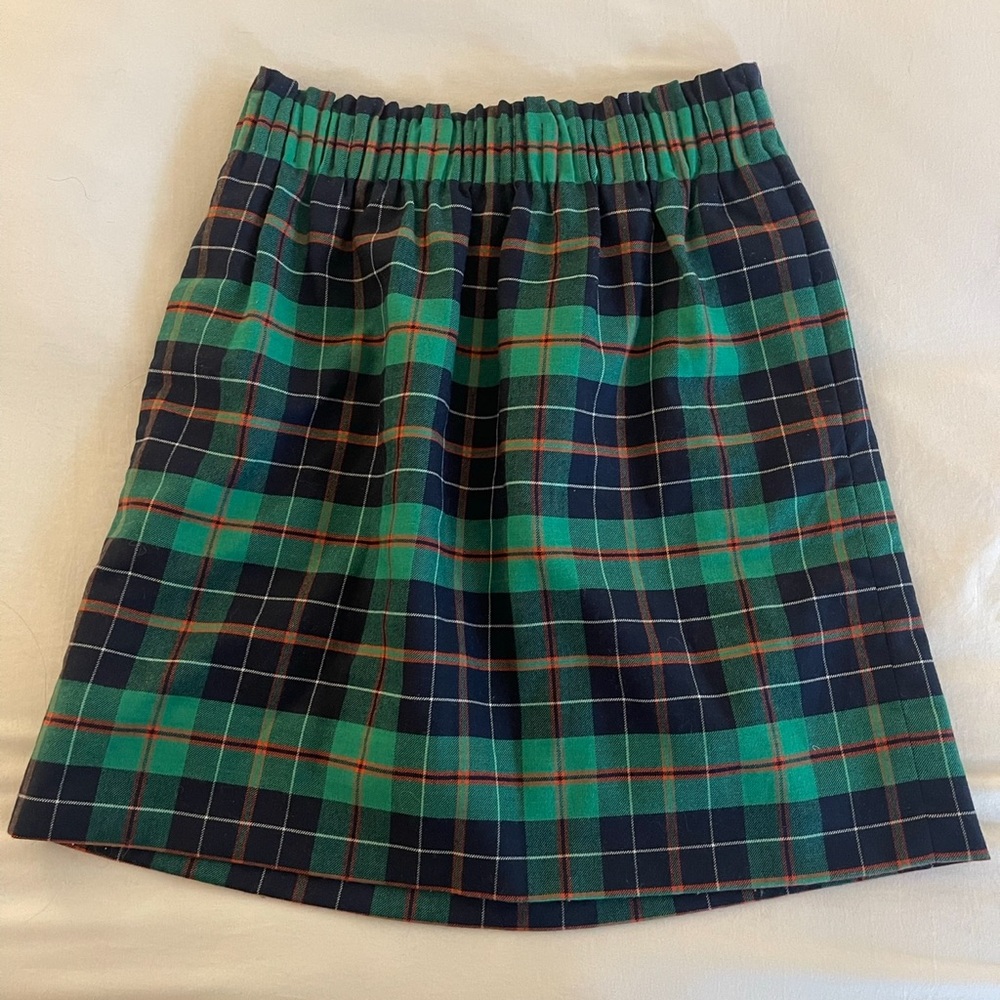 J. Crew Green and Navy Plaid Mini Skirt